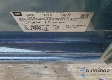 2014 GMC Sierra K1500 Sle z USA, uszkodzony, nr VIN 1GTV2UEC7EZ192272